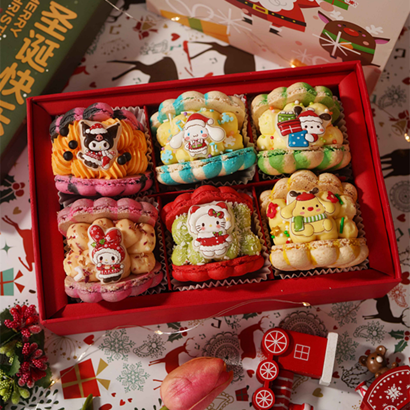 圣诞礼物三粒鸥马卡龙生日蛋糕