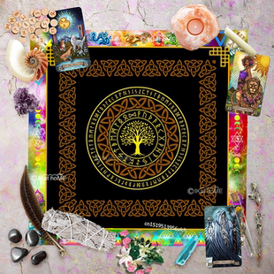 凯尔特生命树祭坛布塔罗牌桌布推牌布水晶阵runic reading tarot