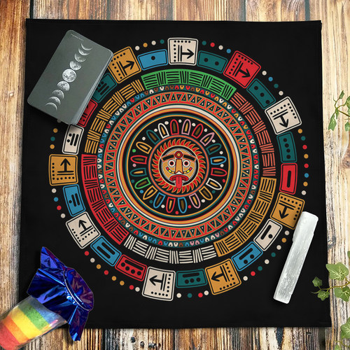 玛雅历法塔罗牌桌布背景祭坛仪式