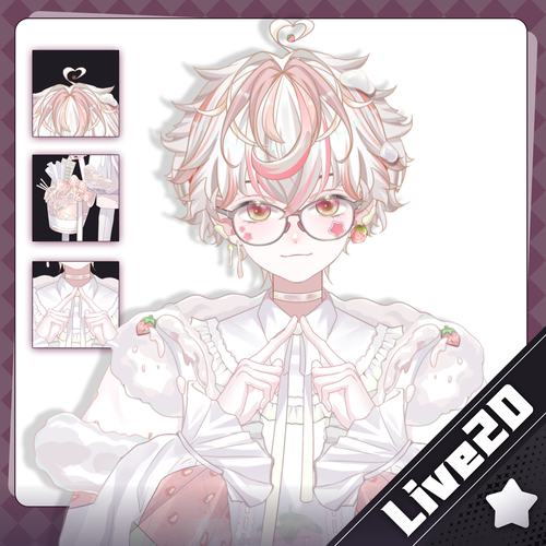 【Live2D量贩模型】草莓冰淇淋 可爱正太虚拟主播模型/公皮/皮套