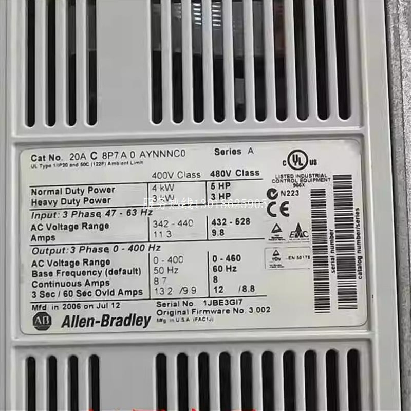 【议价】AB罗克韦尔20AC8P7A0 AYNNNC04KW380V实物图质量保证议价