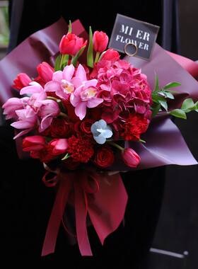 进口郁金香蕙兰花束北京鲜花店上