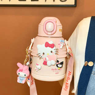 三丽鸥保温杯女生可爱高颜值学生上学用吸管杯防摔hellokitty水杯