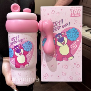 女生高颜值双饮水杯生日礼物吸管冰霸杯子 迪士尼草莓熊保温杯新款