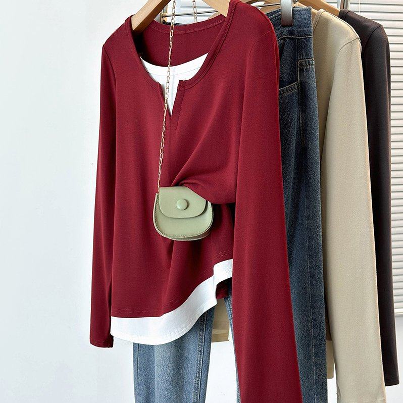 玖月2026春装新款胖mm大码女百搭减龄拼接内搭长袖打底衫上衣,女装/女士精品,大码内搭,淘宝优惠券,粉丝福利购,淘宝优惠卷