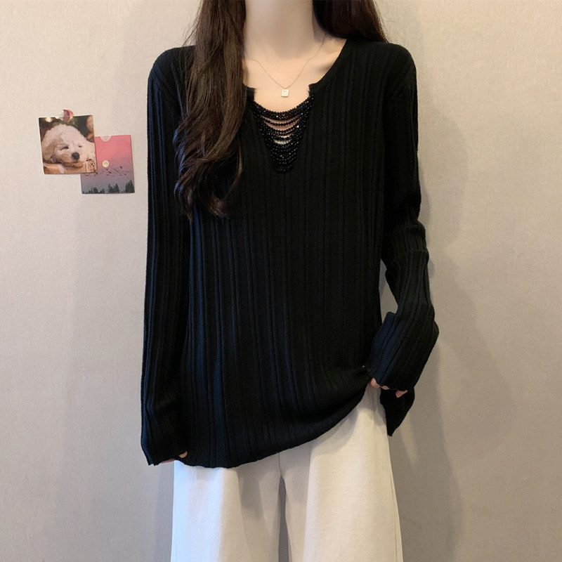 玖月 胖妹妹春装大码女装串珠设计感针织衫套头毛衣显瘦宽松上衣,女装/女士精品,大码内搭,淘宝优惠券,粉丝福利购,淘宝优惠卷