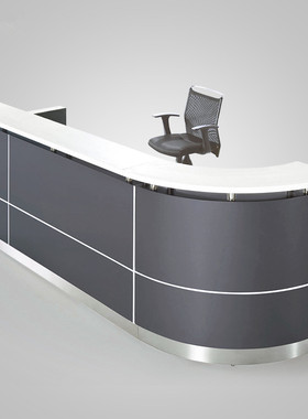 黑色大气公司前台 半弧形接待台  烤漆收银台 咨询台  简约吧台