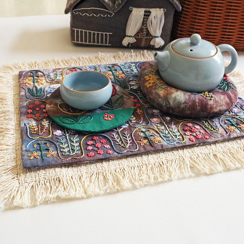 繁花茶席壶承杯垫材料包