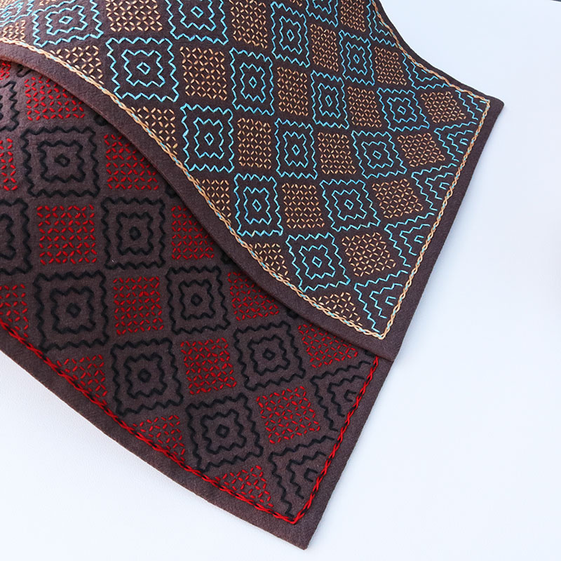 璧跃柿花纹亚麻双色线