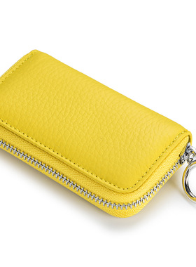 真皮钥匙包卡包一体锁匙包多功能高颜值家用汽车通用招财黄色新款