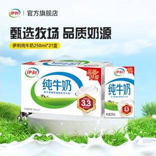 伊利官方旗舰店纯牛奶250ml*21盒整箱囤货装学生营养早餐牛奶送礼