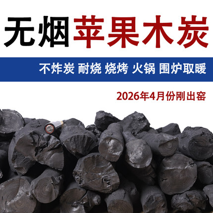 无烟苹果木炭烧烤果木炭易燃无烟炭煮茶木炭火锅取暖木炭