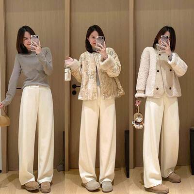 大叮自制版热熔!加厚斜纹醋酸双羊色毛卫裤撞CZY茧型宽松休闲裤裤