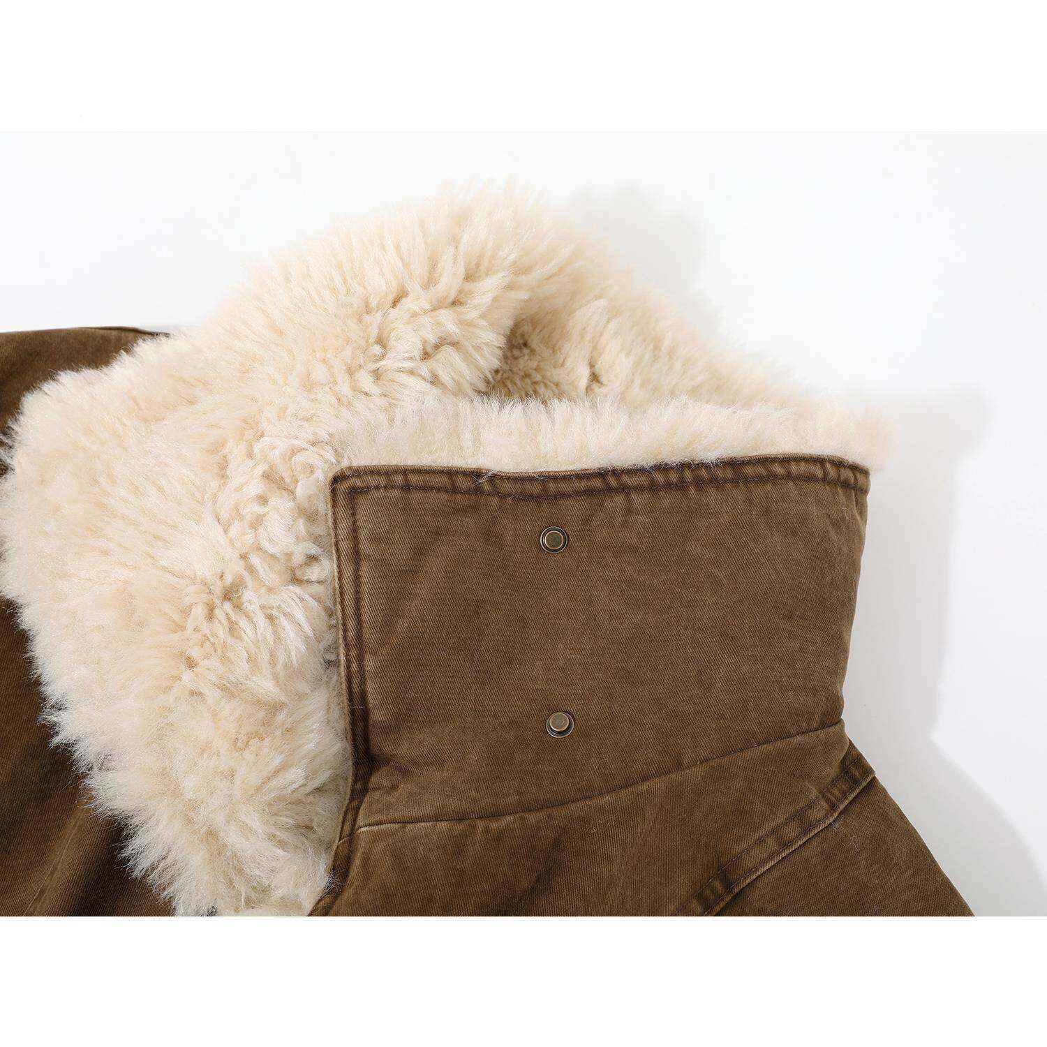 覆古美拉德羊羔毛服外套女士冬HEN季加加厚棉立领短款机车飞行夹