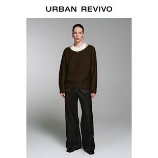 UR22UWM85027冬5季新款0女装覆古撞色线阔腿牛仔长裤UWM85明0278