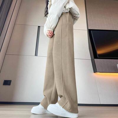 阔腿裤女冬VPZ加季绒裤加厚羔绒裤子外穿棉抗寒羊保暖休闲窄版直
