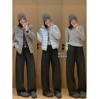 大叮制/0月20/醋酸驼绒裤高！品550g加厚松紧1OGW腰窄版自茧型休