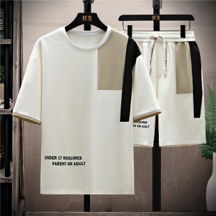 潮流夏季 一件代发爆款 韩版 男士 百搭宽松圆领 2025休闲运动套装