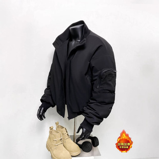 飞行员夹克外套男秋冬款美式廓形短款棉服cleanfit立领教练棒球