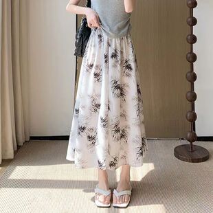 洋气水墨画国风半身裙 宽松遮肉个性 2025夏季 冰丝透气小个子裙裤