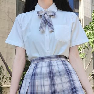 角襟丸襟短衬衫 新款 长袖 百搭短袖 上衣女黑白衬衣 JK制服日系基础款