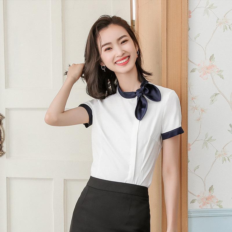 短袖职业装白衬衫女气质酒店前台工作服夏季时尚工装薄款空姐