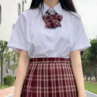 日系 角襟丸襟百搭女学生上衣短袖 JK制服基础款 奶白衬衫