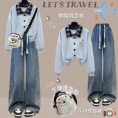 初中生外套女2025新款 高中生穿 学院风少女polo领上衣青少年女装