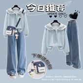 穿 初中高中学生时髦套装 少女学院风洋气海军领卫衣2025秋装 新款