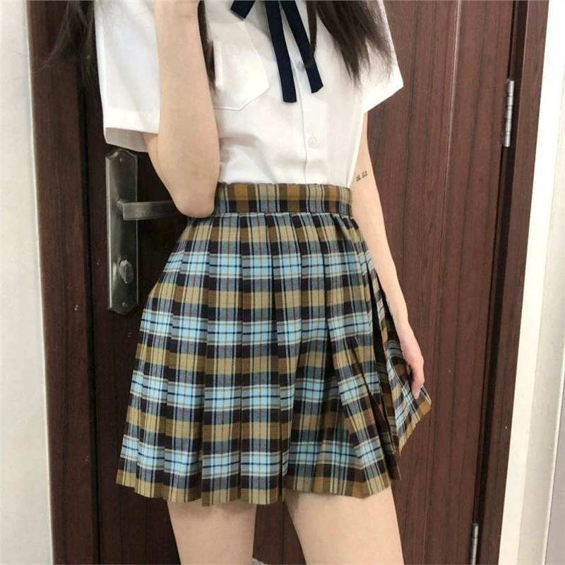 秋刀鱼jk制服甜美日系白色衬衫校供感狗短格子百褶裙学生辣妹