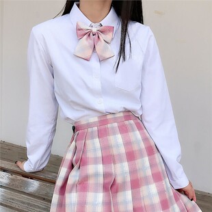 角襟丸襟短衬衫 百搭长袖 上衣女黑白方领圆领 JK制服日系基础款 新款