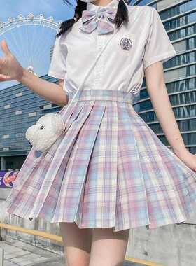 日系jk制服温柔一刀格裙正版原创套装春夏季短袖全套百褶裙基础