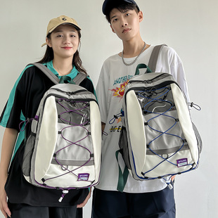 韩版运动风小众书包女日本原宿街头高颜值双肩包男大容量学生
