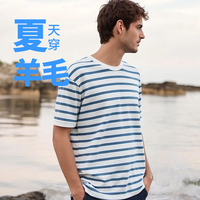 灰壳运动短袖条纹t恤速干透气