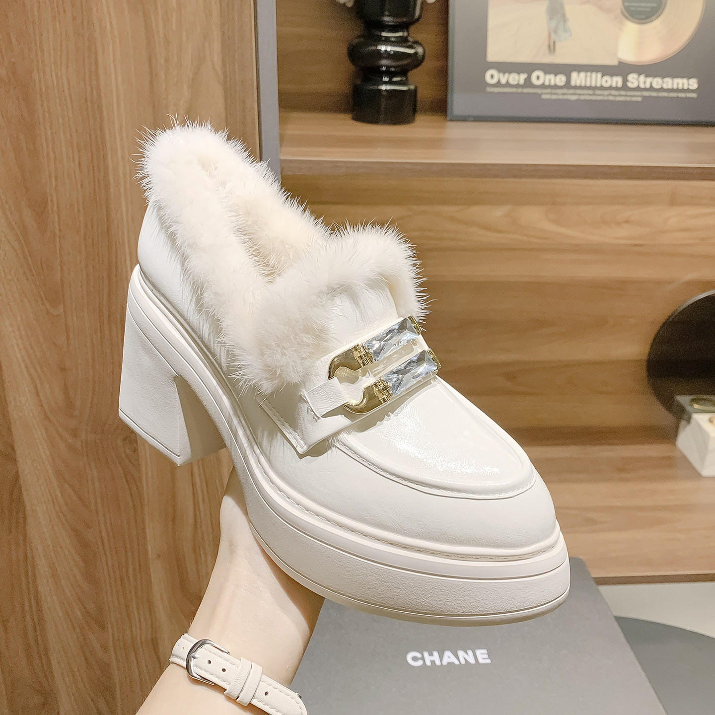 保暖圆头高跟拼色冬季防水台单鞋短靴百搭大棉加厚保暖防水雪地靴,女鞋,时尚雪地靴,淘宝优惠券,粉丝福利购,淘宝优惠卷