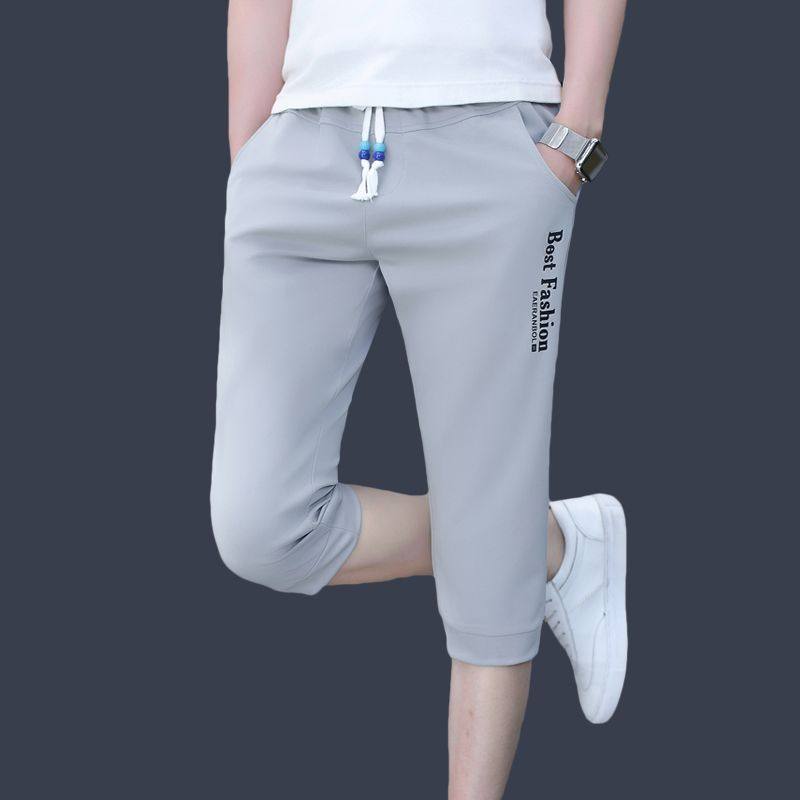 短裤男夏季休闲修身7分裤子学生韩版白色运动中裤夏天男士七分裤