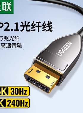 绿联dp2.1光纤线16k高清连接电脑显示器光学美容门房糖屋蓝胡