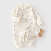 新生婴儿衣服宝宝斜襟连体衣春秋季 初生幼儿纯棉a类打底哈衣爬服