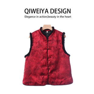 过年红色新中式国风马甲女时髦洋气2026开春高级感唐装上衣高端冬