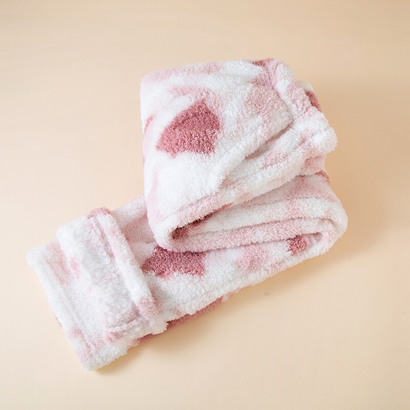 冬季睡裤女加厚法兰绒保暖珊瑚绒加绒简约迷彩带口袋家居裤直筒裤