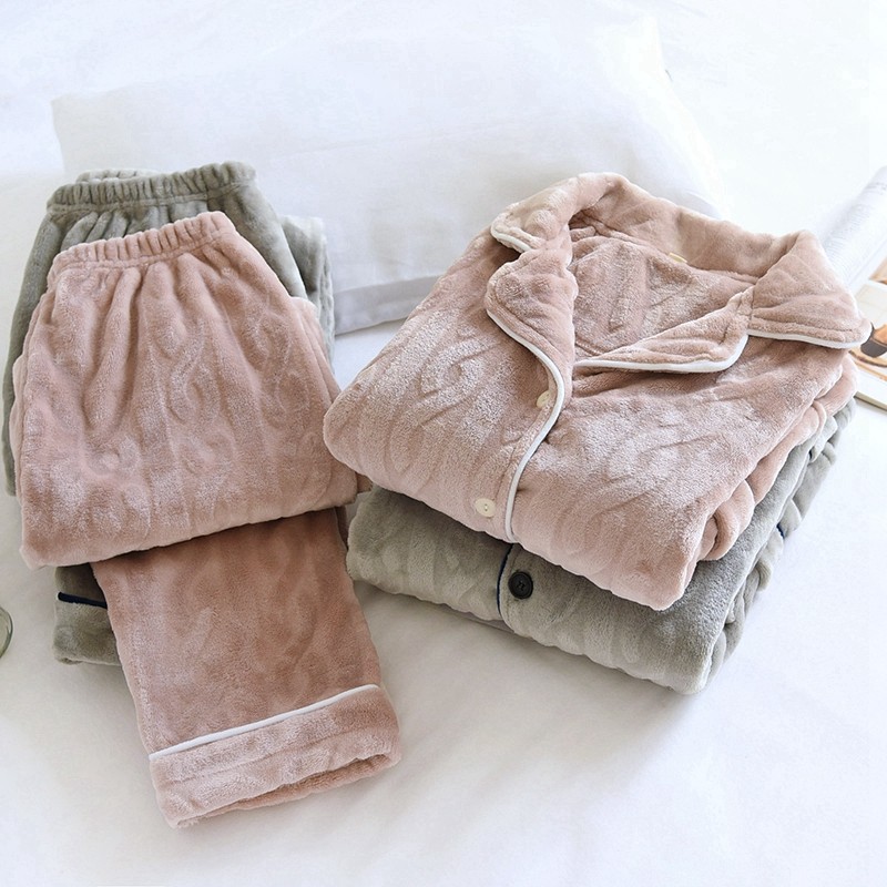 情侣开衫加厚法兰绒家居服套装