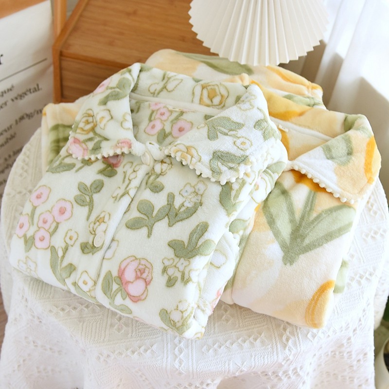 冬季女士加厚法兰绒睡衣套装