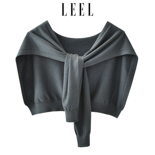 LEEL明星同款男士加宽大码针织披肩女外搭护肩衬衫毛线假两件领子