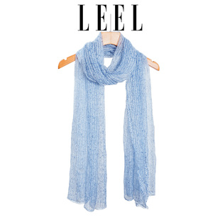 LEEL薄款女士亚麻围巾棉麻秋季护颈百搭纯色长款丝巾文艺保暖领巾