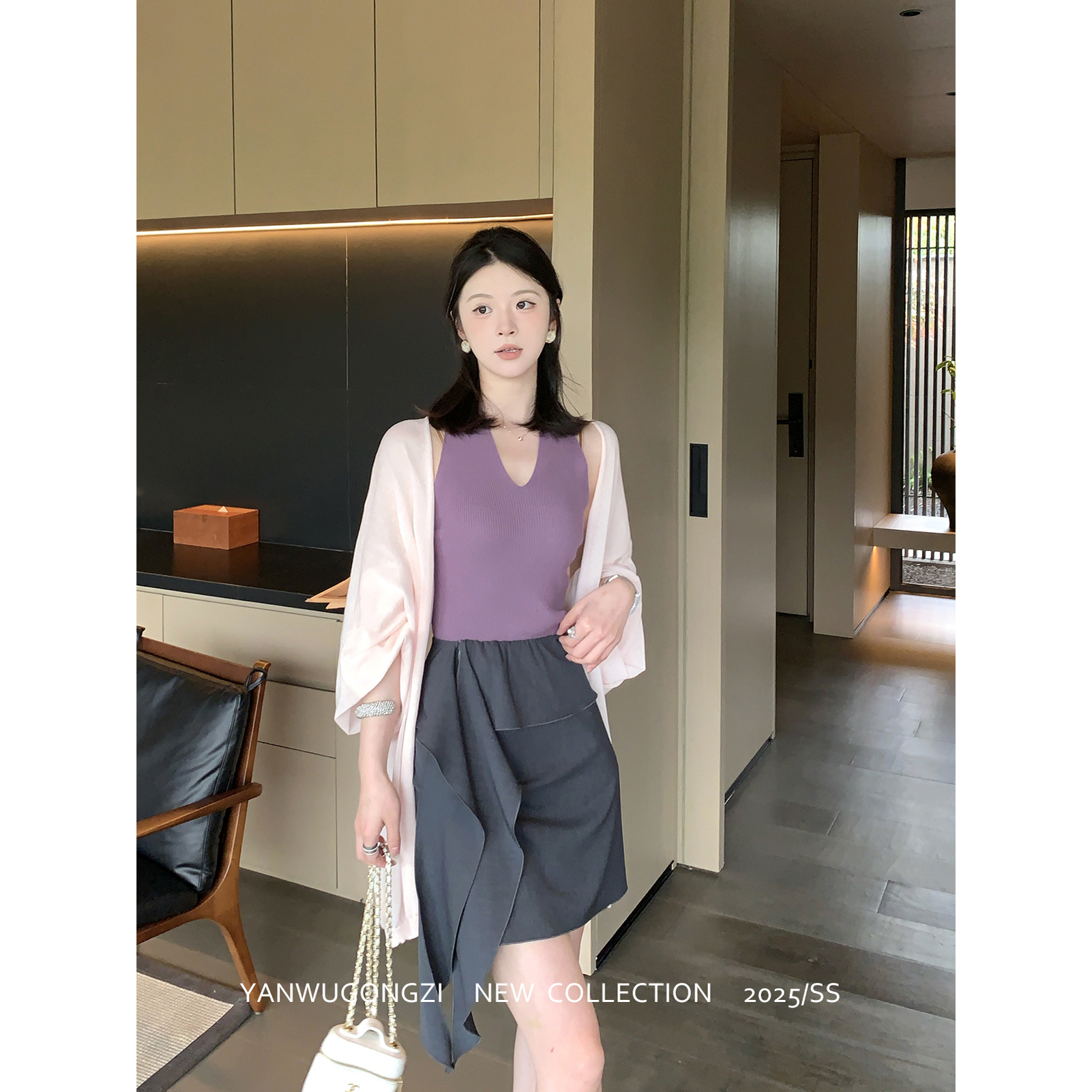 烟雾公子不规则绑带半身裙女