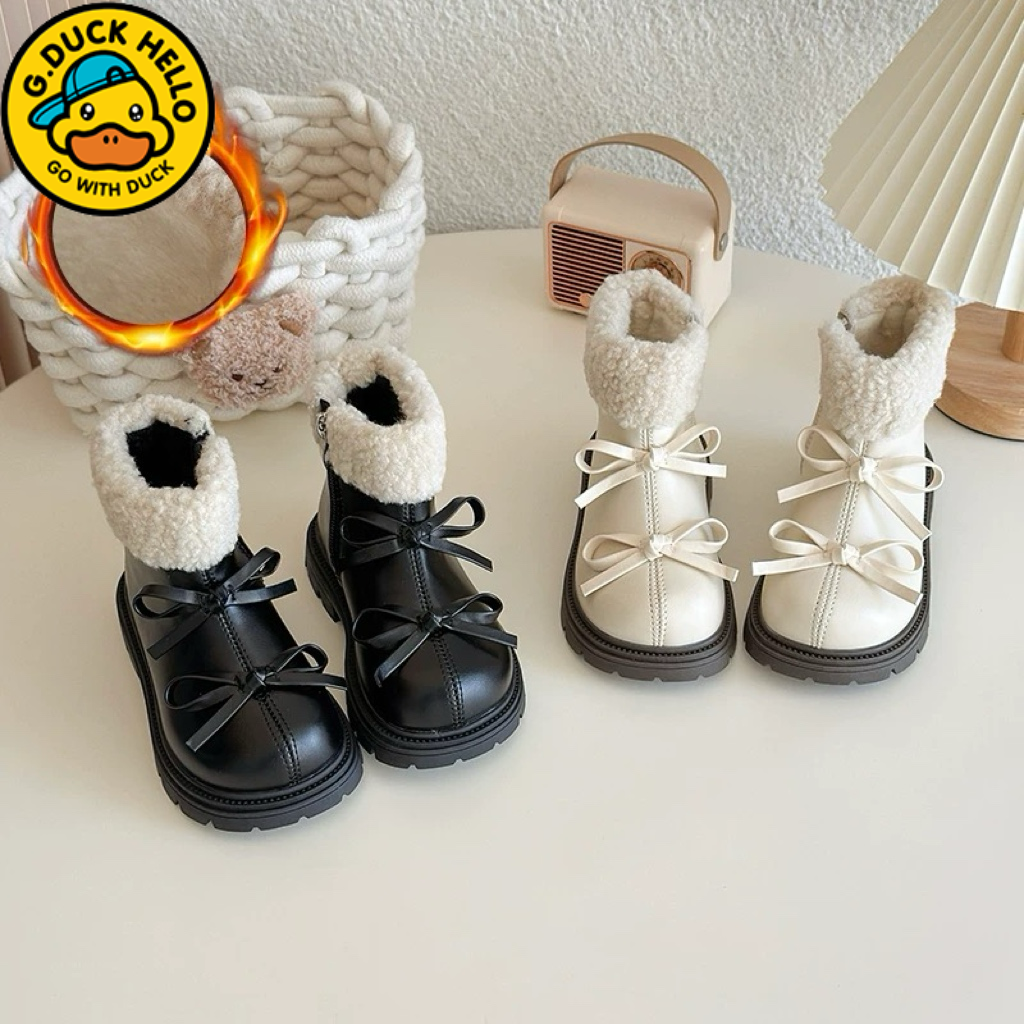 小黄鸭女童马丁短靴加绒公主