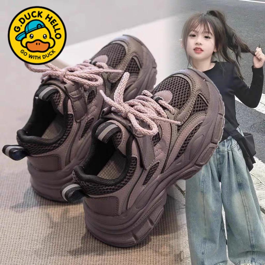 小黄鸭女童鞋子运动鞋网面儿童老爹鞋2026秋季新款软底透气休闲鞋