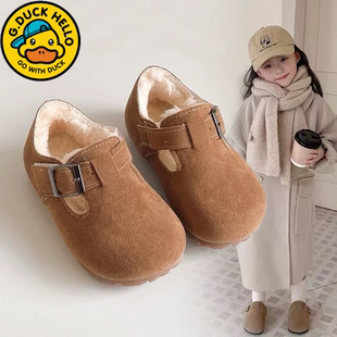 小黄鸭儿童勃肯鞋2025秋冬款女童博肯棉鞋男童加绒二棉豆豆鞋时尚