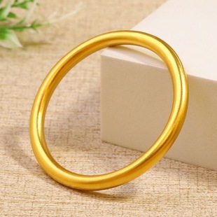 金包银古法传承素圈手镯大克重女实心闭口金手环女哑光磨砂