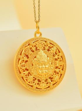 金包银黄财神八宝罗盘复古吊坠
